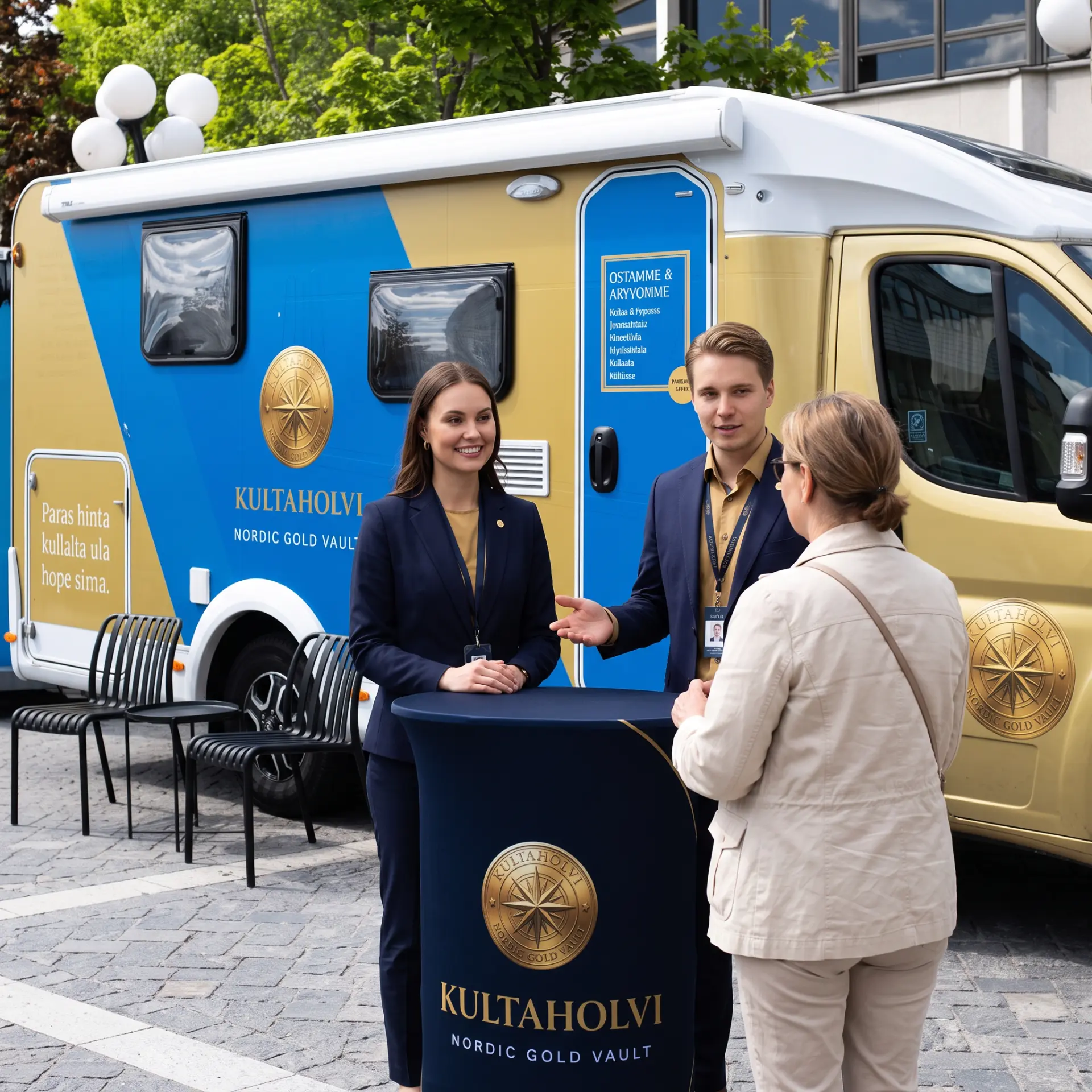 Kultaholvin liikkuva ostopiste eli ostoauto toripaikalla